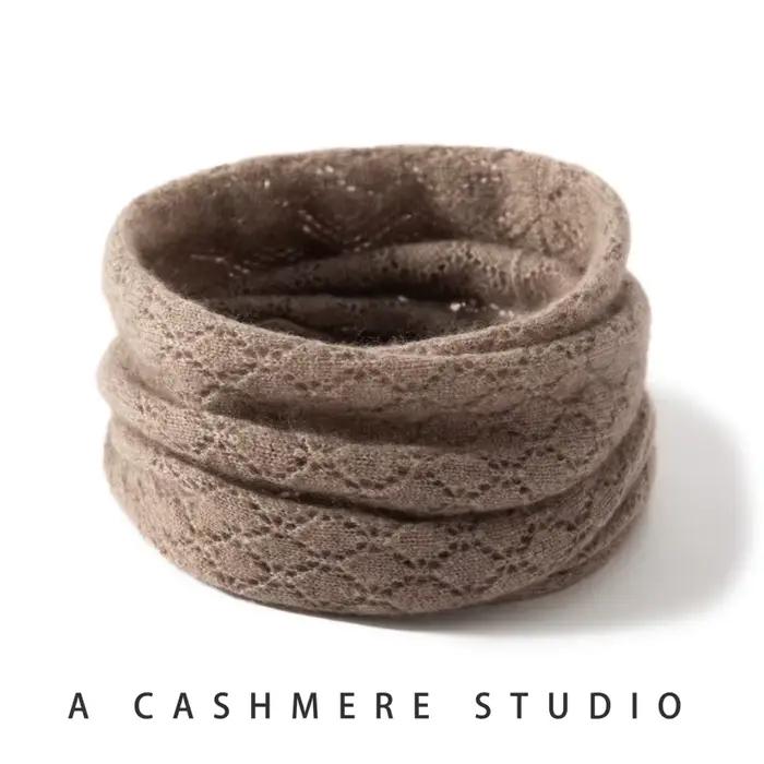MERRILAMB femmes pur cachemire écharpe couleur unie chaud hiver foulard décontracté mode anneau conception extérieur