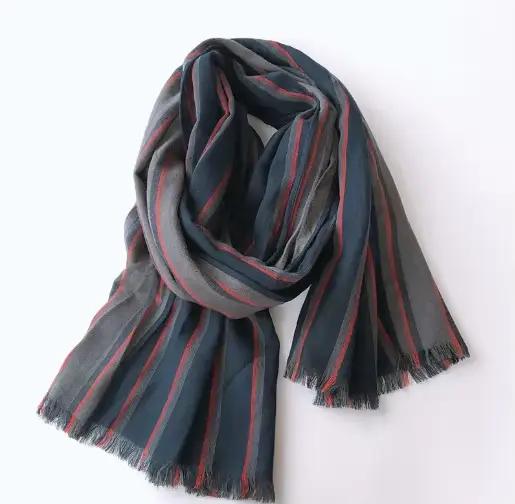Haute qualité Bufandas hommes écharpe mode bleu rayé