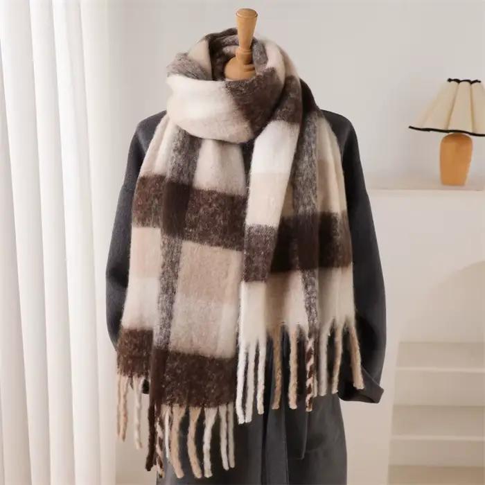 Mode de luxe épaissir écharpe hommes femmes hiver solide gland