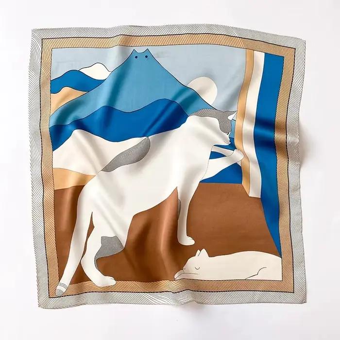 Nouvelle écharpe 100% soie Bandana femmes foulards carrés foulard élégant printemps mode luxe haute qualité bandeau Hijab châles