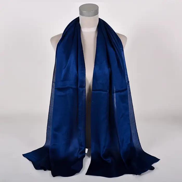 BYSIFA – foulard en soie 100% bleu foncé