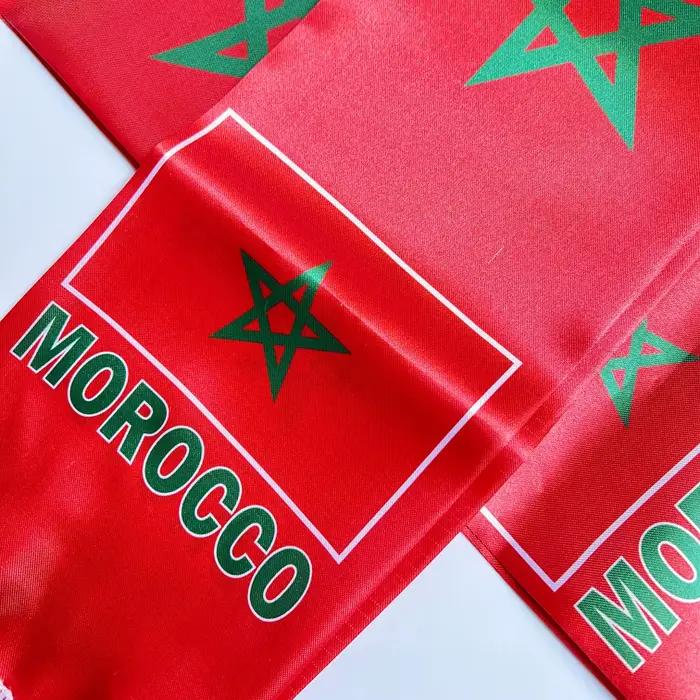 Écharpe marocaine 14*130cm, impression double face, 100% polyester, pour supporters de football, drapeau national