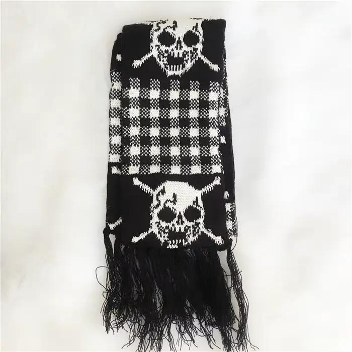 Écharpe Hip Hop tricotée tête de mort chaude pour hommes et femmes, décontractée, skull, caméléon, gris, noir, hiver, occassions spéciales