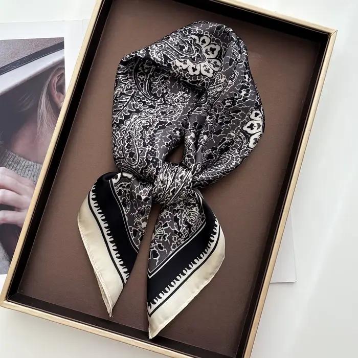 Foulard carré en soie Geschilly mode Paisley bandeau pour cheveux cravate dames quatre saisons élégant occassions diverses