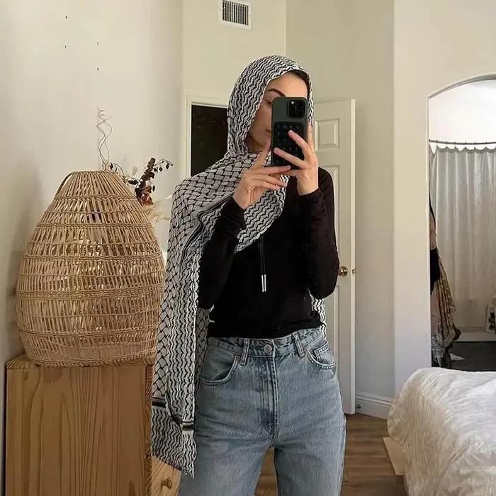 Écharpe arabe Shemagh Keffiyeh – Plaid imprimé en mousseline de soie légère