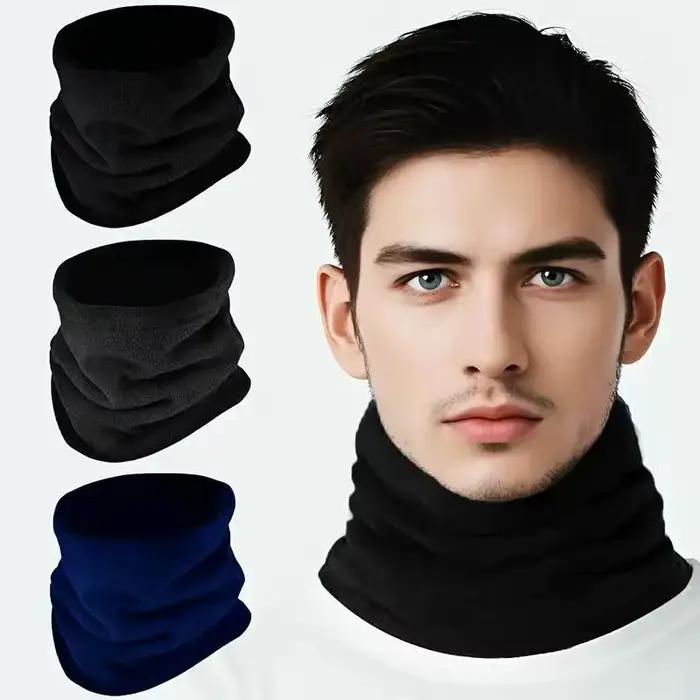 Écharpe de cou d'hiver pour hommes en polyester et élasthanne, résistante au froid, tricotée, solide, pour activités extérieures et sports d'hiver