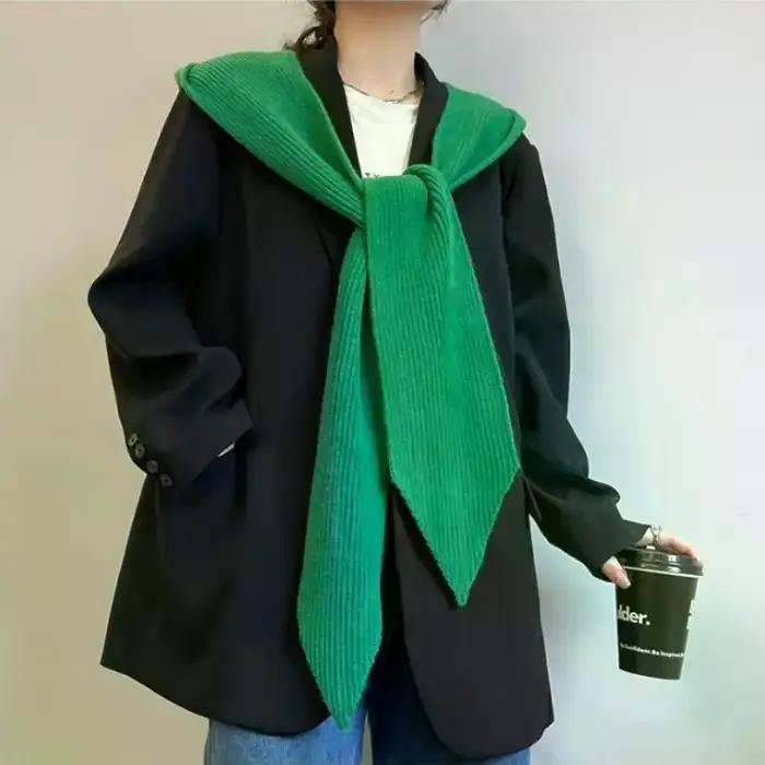 Ensemble écharpe et chapeau d'hiver en coton tricoté avec motifs géométriques pour femmes styles modernes et polyvalents
