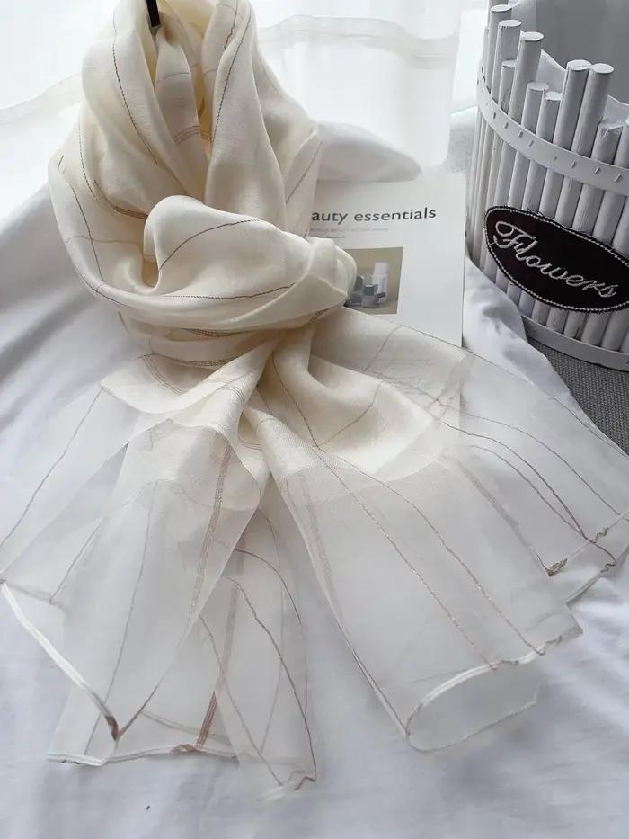 Écharpe longue en soie de mûrier pour femmes, châle léger printemps-automne, accessoire de luxe élég