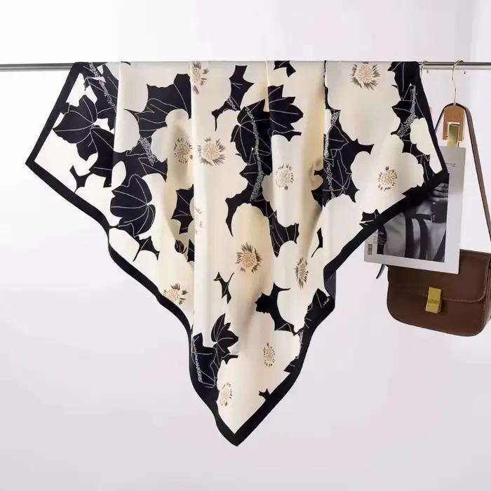 Foulard en soie imprimé de haute qualité, 90x90cm, Foulard de luxe pour femmes