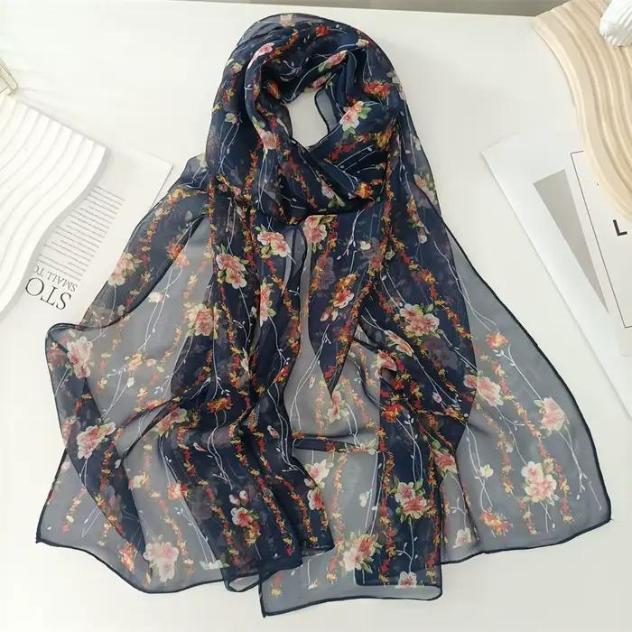 Rouge petite fleur femmes élégant en mousseline de soie Georgette Bandana écharpe été plage crème so