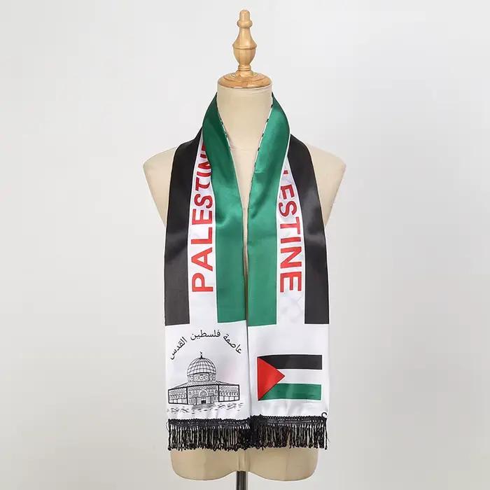 Écharpe imprimée de la fête nationale de la Palestine, écharpe en satin, nouveau
