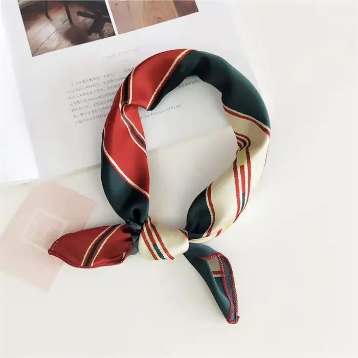 Foulard carré rayé pour femmes, Imitation soie, léopard, hôtesse, bureau, Foulard, Bandana, 50x50cm