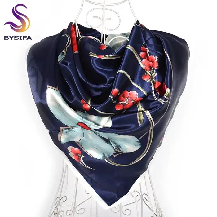 BYSIFA – foulard de marque en Satin rouge pour femmes, écharpe de tête musulmane, enveloppe, accesso