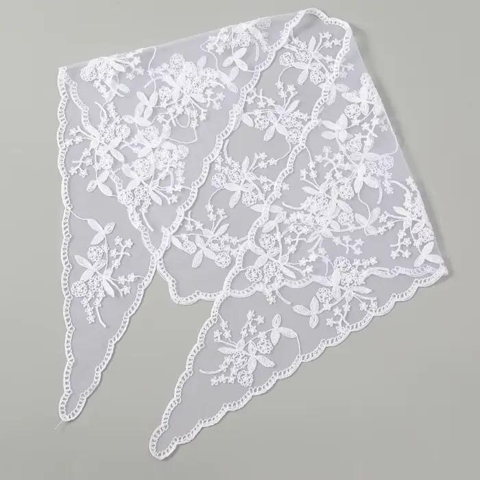Nouveau Foulard en dentelle ajouré broderie couleur unie Foulard Bandana Vintage mince dentelle mouc