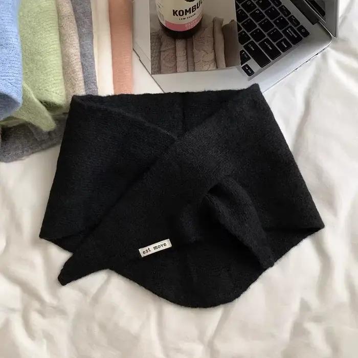 Écharpe triangulaire unie à double usage avec lien croisé pour femme, écharpe enveloppante vintage t