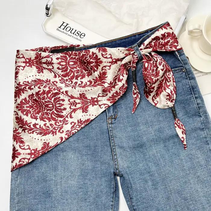 Foulard rétro en soie florale ananas pour femmes, Triangle de taille, ceinture de voyage, écharpe ca