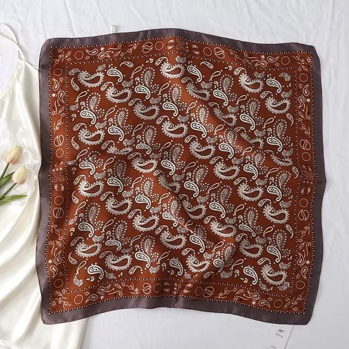 90*90 cm Paisley soie Satin cheveux écharpe femmes foulard imprimé femme carré Bandana cou Hijab dam