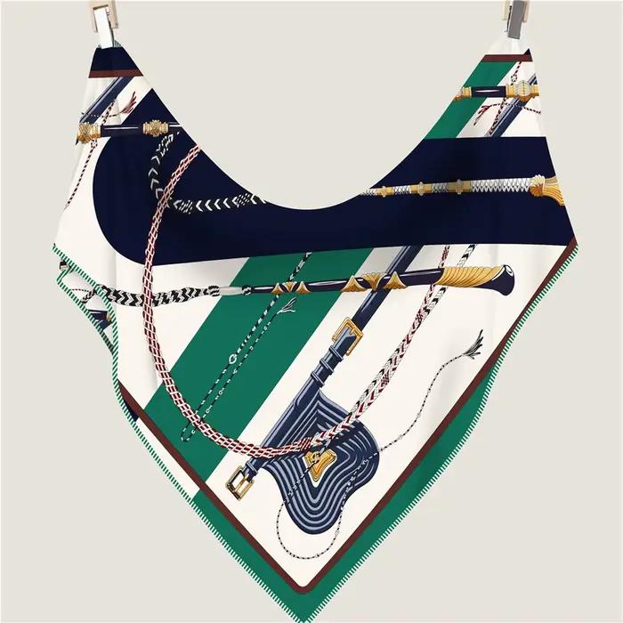 POBING 30% soie 70% cachemire écharpe femmes roulé à la main luxe imprimé Triangle foulards envelopp