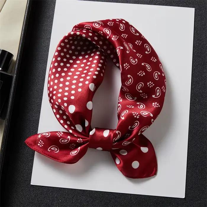 Foulard de cou pour femmes 100% soie de mûrier, foulards de tête imprimés Paisley à pois, bandanas p