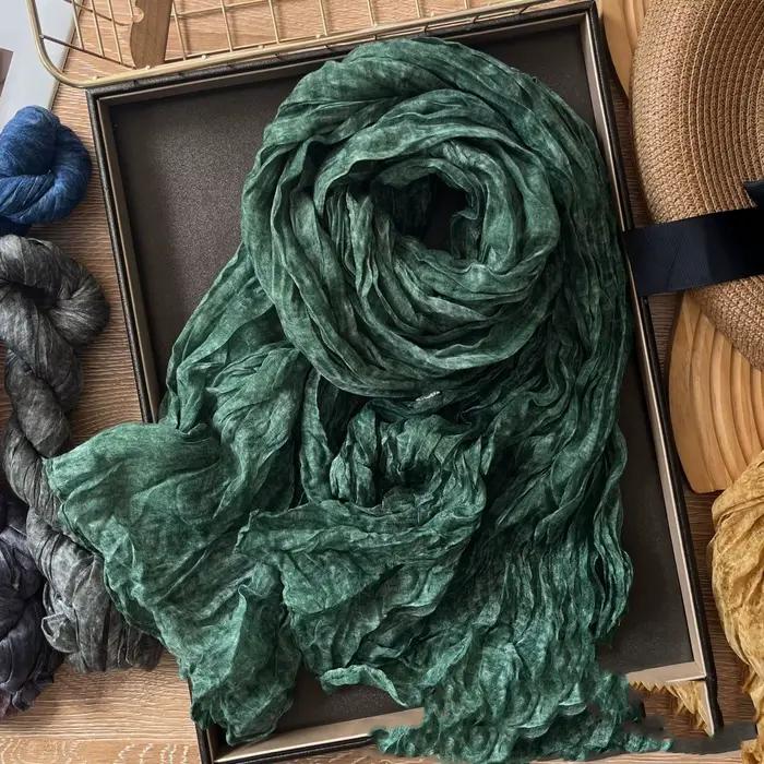 VREOVOR cravate colorant écharpe rétro automne et hiver nouveau Style plissé café mince longue bande