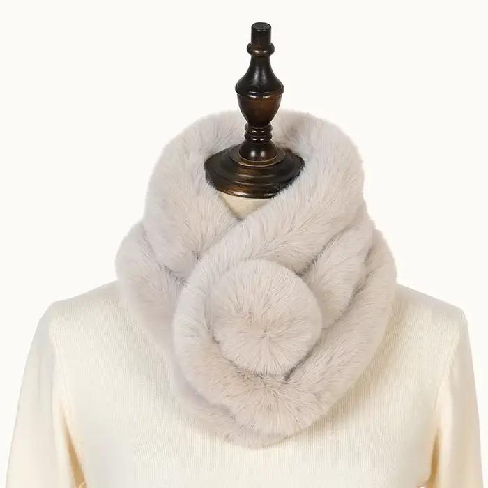 Hiver femmes trois tubes lapin cheveux écharpe couleur unie Simple enveloppement extérieur chaud épa