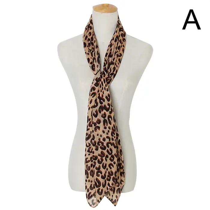 Écharpe Vintage en mousseline de soie pour femmes, foulard doux imprimé léopard, châle Harajuku, off