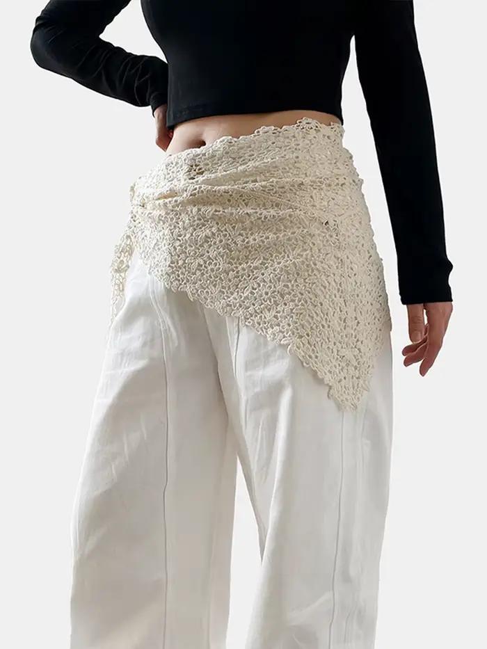 Écharpe triangulaire en dentelle au crochet, style vintage ajouré, écharpe de tête tricotée, écharpe