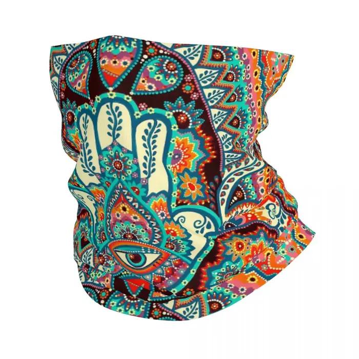 Hamsa main bohème Bandana cache-cou imprimé Hippie Mandala Paisley Boho masque écharpe cagoule Sport