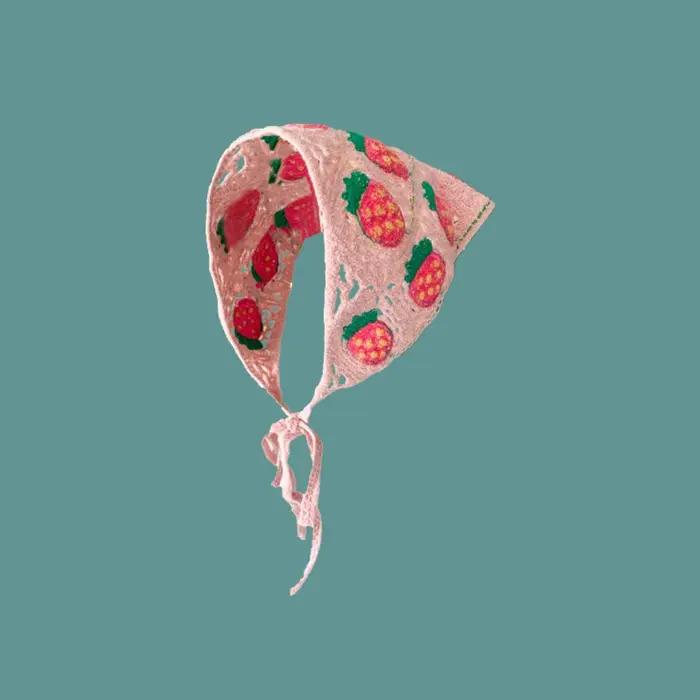 Rétro tricoté Triangle bandeau Crochet français Style pastorale fille fleur foulard à la main creux
