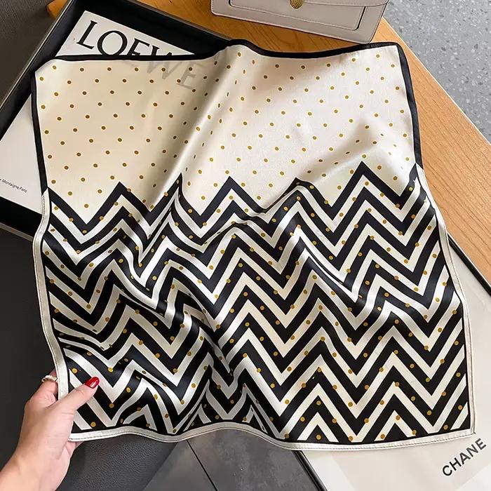 100% foulard de tête en soie naturelle femmes luxe Chevron rayé foulards de cou dames concepteur ban