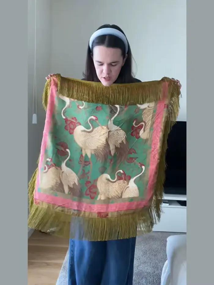 Nouvelles écharpes carrées imprimées grue orientale, patchwork à franges, châles de luxe à pampilles