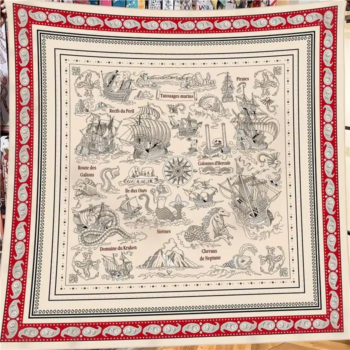 Foulard en cachemire de soie pour femmes, châles roulés manuellement, foulards carrés de cheval, Ban