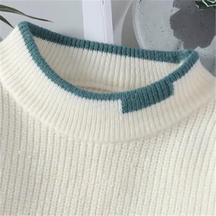 Hommes col montant tricoté pull mode Patchwork tricot pulls
