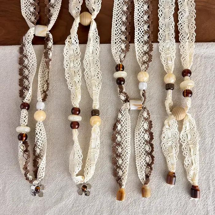 Écharpe en soie à dentelle bohème pour femme et fille