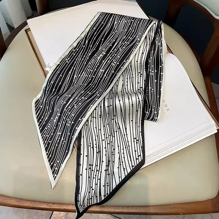 Printemps/été luxe longue foulard en soie femme imprimer mince