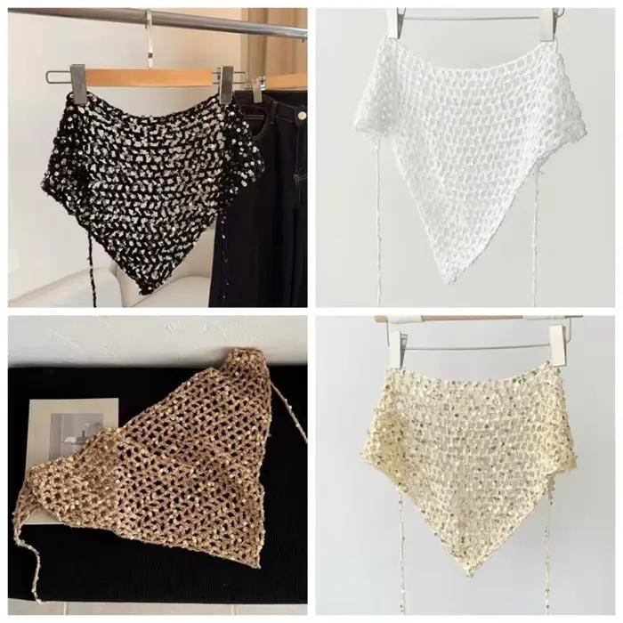 Écharpe triangulaire à sequins multifonctionnelle