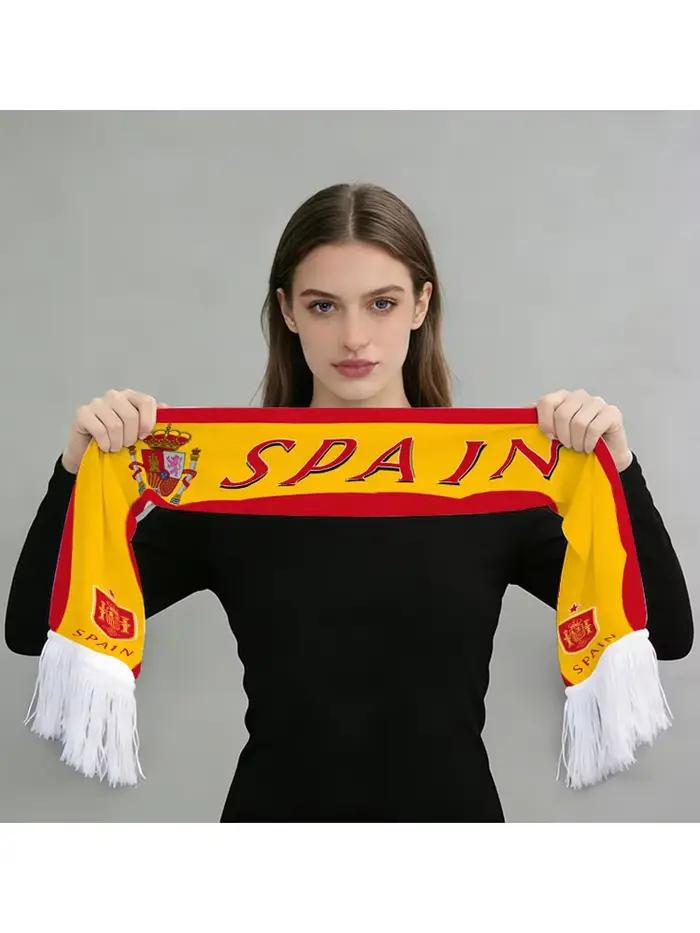 Écharpe de supporter de football 140x15cm en flanelle imprimée Argentine Brésil Portugal France Espagne Canada USA avec pompons