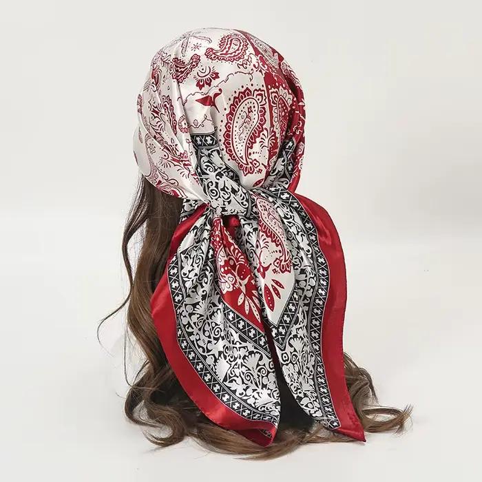 Foulard carré en Satin pour femmes musulmanes