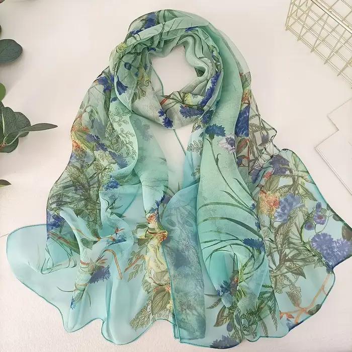 Écharpe Moonbiffy en mousseline de soie pour femmes imprimée polyvalente mode printemps été extérieur