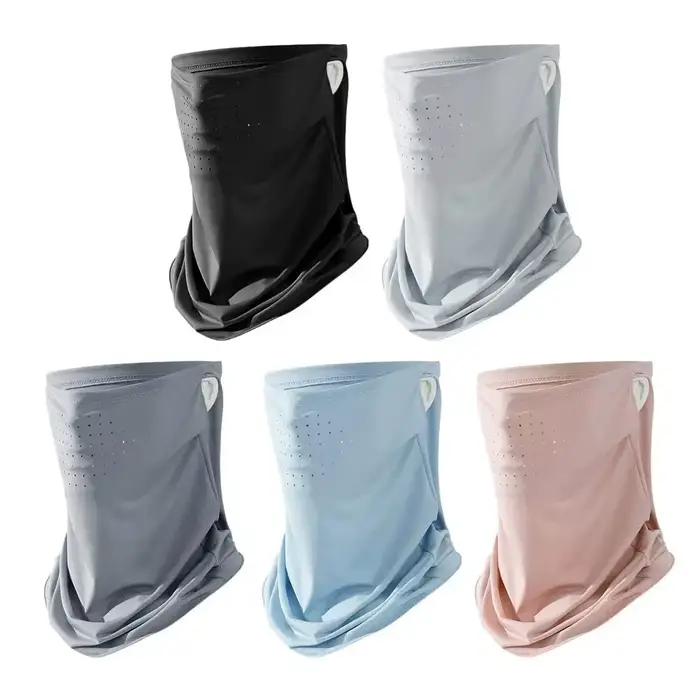 Cache-cou unisexe anti-UV pour activités extérieures, masque facial en soie glacée, protection solaire pour le cou et le visage