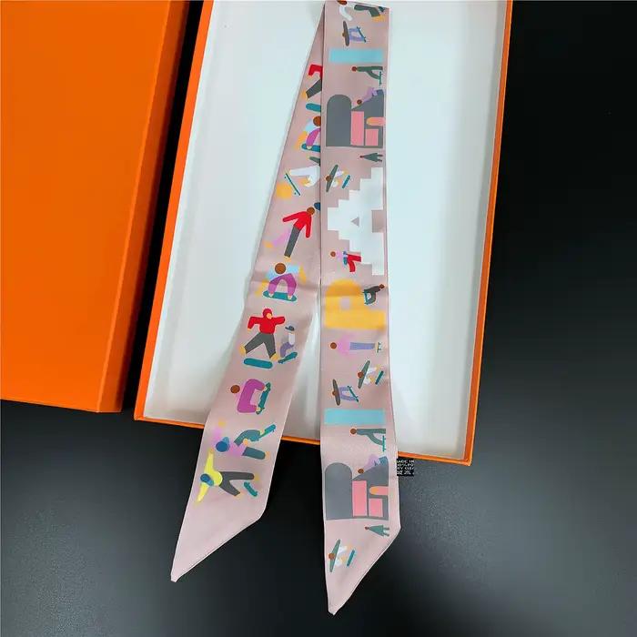 Écharpe de haute couture MENGLINXI en soie, écharpe de mode pour femmes, bandeau de cheveux, écharpe de luxe, écharpe imprimée, écharpe pour les quatre saisons