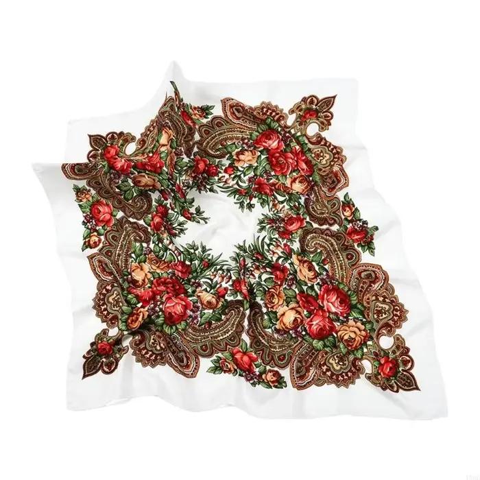 Foulard carré imprimé russe pour femmes