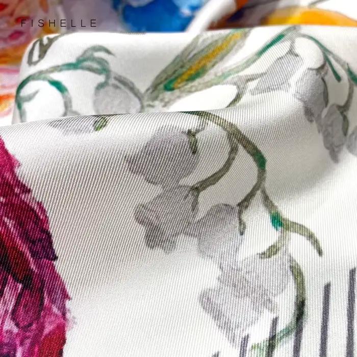 Foulard en sergé de soie véritable blanche