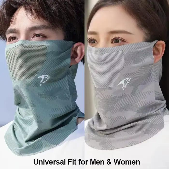 Cache-cou de cyclisme respirant pour le printemps et l'été, protection solaire, masque facial unisexe pour la pêche, la randonnée, le sport, avec fixation auriculaire, couvre-visage rafraîchissant