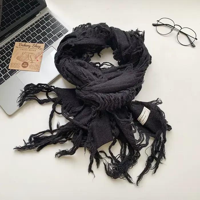Écharpe Vintage avec pompon déchiré pour hommes et femmes