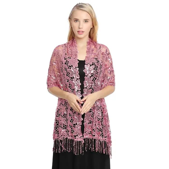 Châle à franges à paillettes pour femmes, élégant et luxueux, pour dîners occidentaux, banquets et robes de soirée Cheongsam occasions formelles