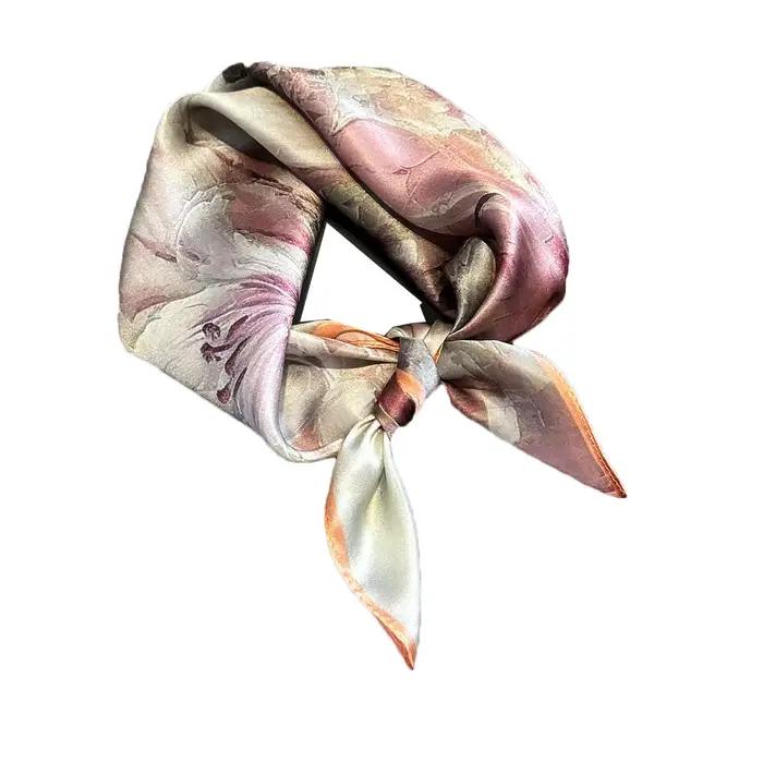 Foulard carré en soie véritable pour femme