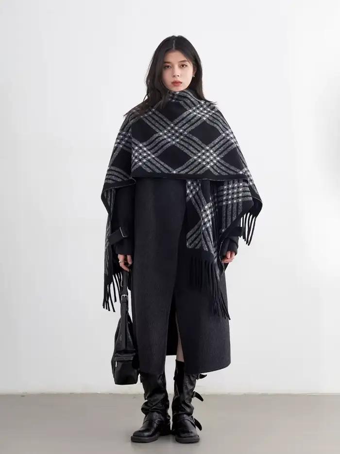 CHIC VEN nouvelle mode femmes écharpe rétro Plaid gland châle longue femme foulards chaud dames