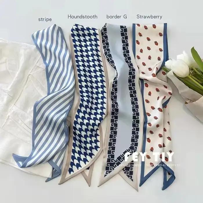 Écharpe en soie de haute qualité de couleur bleu clair pour femme