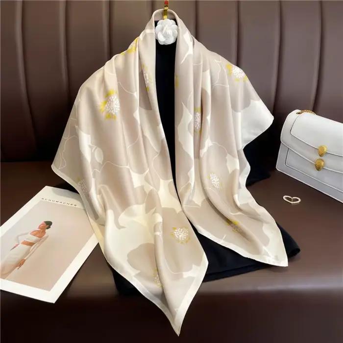 Foulard en soie tricoté pour femmes de haute qualité, 90x90cm, pour hiver et plage, luxe et sophistication